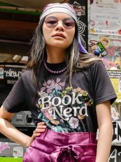 Book Nerd Floral Unisex T-Shirt -T-Shirt Shop 015 websize