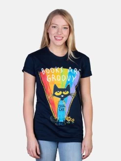 Pete The Cat - Books Are Groovy Unisex T-Shirt -T-Shirt Shop B 1344 Pete the Cat Books Are Groovy unisex tee 03
