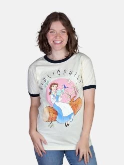 Disney Princess Belle: Bibliophile Unisex Ringer T-Shirt -T-Shirt Shop B 1376 Disney Princess Belle unisex tee 03
