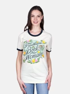 Troublesome Book Woman Unisex Ringer T-Shirt -T-Shirt Shop B 1400 Troublesome Book Woman unisex tee 03