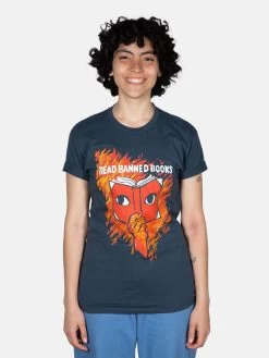 Read Banned Books Unisex T-Shirt -T-Shirt Shop B 1430 Read Banned Books unisex blue tee 03