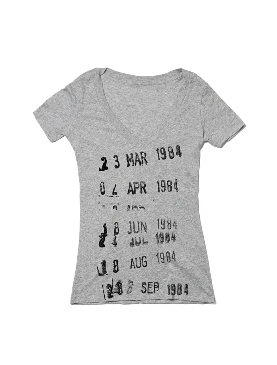 Library Stamp (Gray) Women's V-Neck T-Shirt 1 Library Stamp (Gray) Women's V-Neck T-Shirt