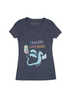 Dragons Love Books Women's V-Neck T-Shirt
