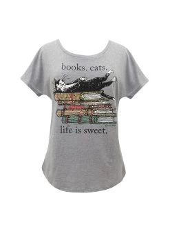 Books. Cats. Life Is Sweet. Women’s Relaxed Fit T-Shirt