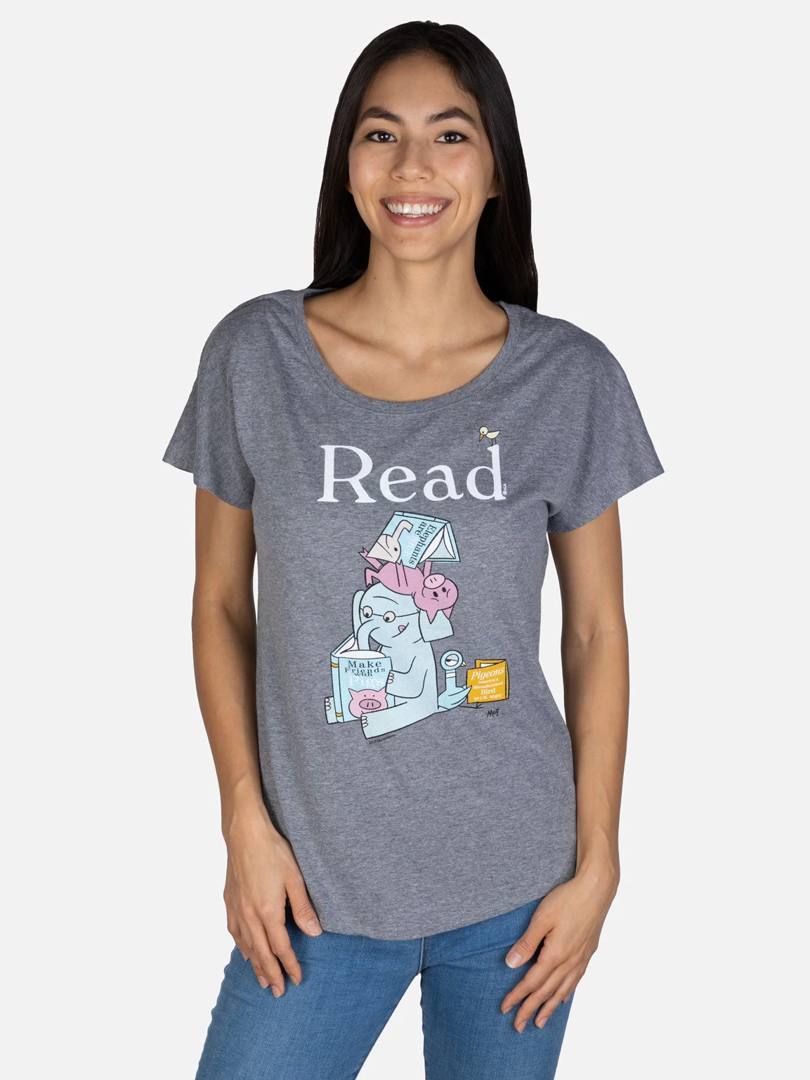 ELEPHANT & PIGGIE Read Women’s Relaxed Fit T-Shirt 2 ELEPHANT & PIGGIE Read Women’s Relaxed Fit T-Shirt - Image 2