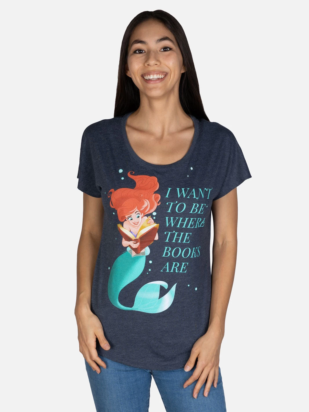 Disney Princess Ariel: I Want To Be Where The Books Are Women’s Relaxed Fit T-Shirt (Vintage Navy) 2 Disney Princess Ariel: I Want To Be Where The Books Are Women’s Relaxed Fit T-Shirt (Vintage Navy) - Image 2
