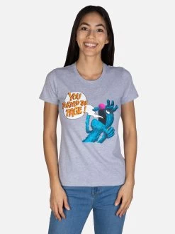 Sesame Street - The Monster At The End Of This Book Women's Crew T-Shirt -T-Shirt Shop L 1553 womens tee The Monster at the end of the book gray front 03