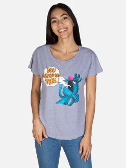 Sesame Street - The Monster At The End Of This Book Women’s Relaxed Fit T-Shirt -T-Shirt Shop L 1554 womens tee The Monster at the end of the book gray front websize 03