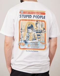 Let's Find A Cure For Stupid People Front And Back T-Shirt -T-Shirt Shop White EcomBackShots