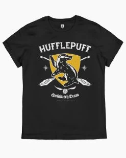 Harry Potter Hufflepuff Quidditch Team T-Shirt -T-Shirt Shop black hufflepuff quidditch team womens tshirt