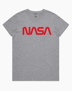 NASA Logotype T-Shirt -T-Shirt Shop grey nasa logotype womens tshirt