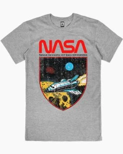 NASA Shield T-Shirt -T-Shirt Shop grey nasa shield mens tshirt
