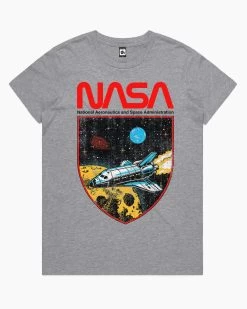 NASA Shield T-Shirt -T-Shirt Shop grey nasa shield womens tshirt