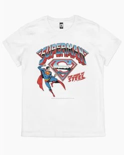 DC Superman The Man Of Steel T-Shirt -T-Shirt Shop white Superman The Man of Steel womens tshirt