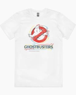 Ghostbusters No Ghost 80’s Aesthetic T-Shirt -T-Shirt Shop white ghostbusters logo pop mens tshirt