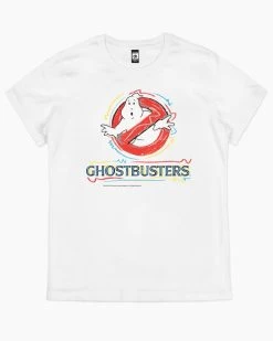Ghostbusters No Ghost 80’s Aesthetic T-Shirt -T-Shirt Shop white ghostbusters logo pop womens tshirt