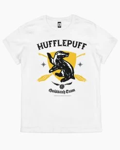 Harry Potter Hufflepuff Quidditch Team T-Shirt -T-Shirt Shop white hufflepuff quidditch team womens tshirt