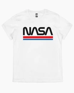 NASA Stripes T-Shirt -T-Shirt Shop white nasa stripes womens tshirt
