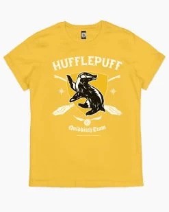 Harry Potter Hufflepuff Quidditch Team T-Shirt -T-Shirt Shop yellow hufflepuff quidditch team womens tshirt